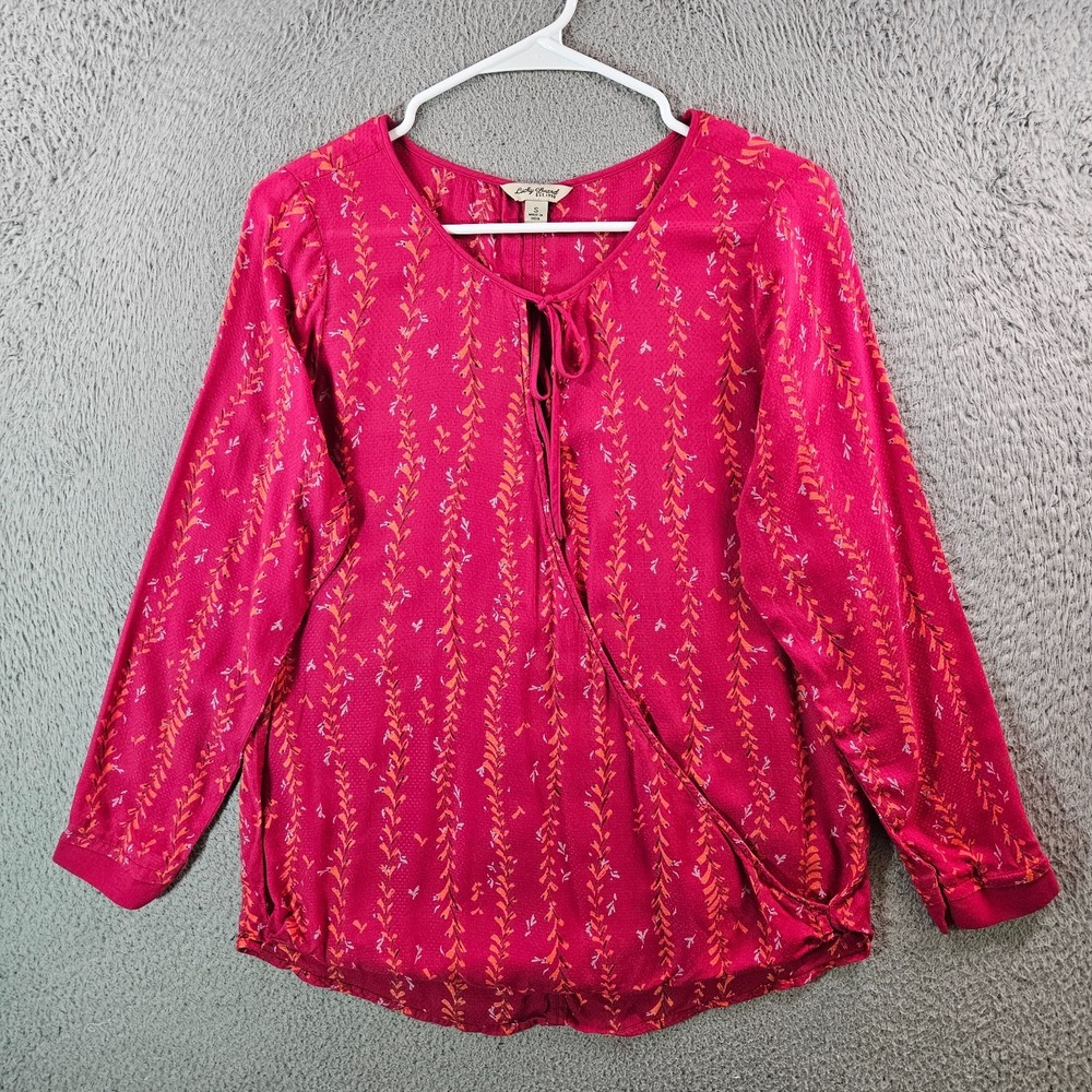 Lucky Brand Wrap Top Women Small Floral Print Red Soft